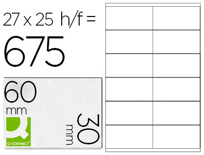 Insert badges q-connect 25f a4 27 inserts étiquettes prédécoupées blanches imprimante jet d'encre 30x60mm