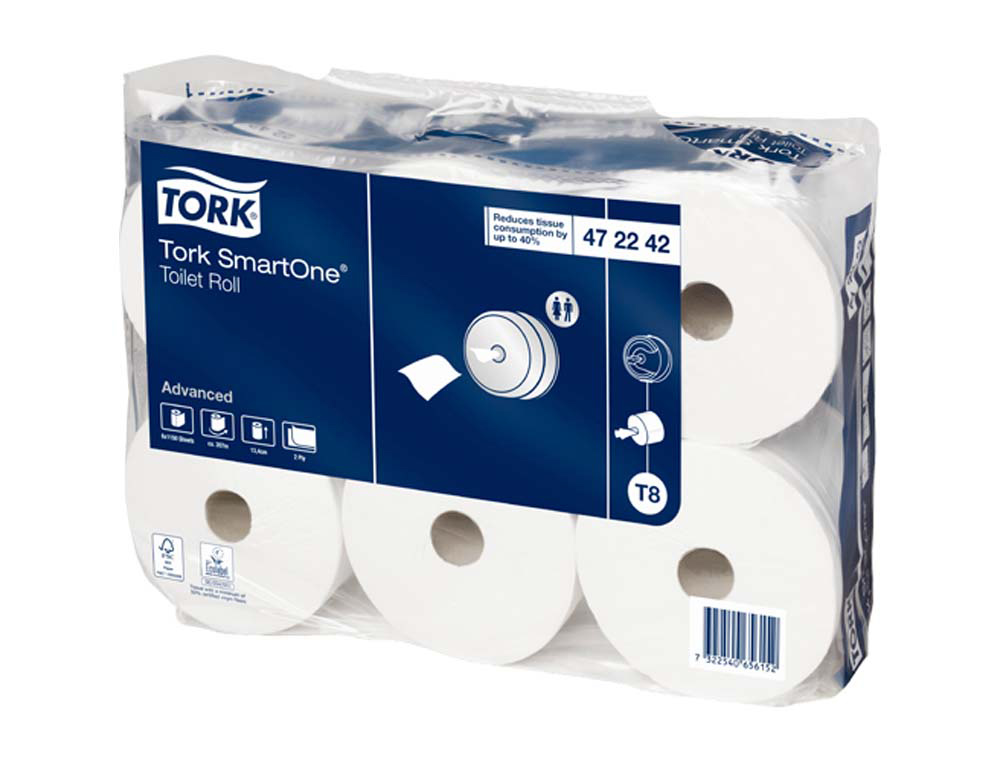 Papier hygiénique tork smartone coloris blanc paquet 6 rouleaux