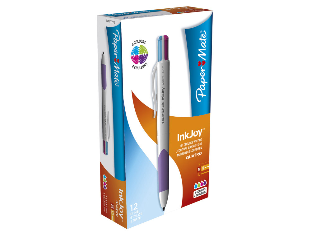Stylo-bille paper mate 4 couleurs inkjoy quatro fun    retractable pointe moyenne 1mm