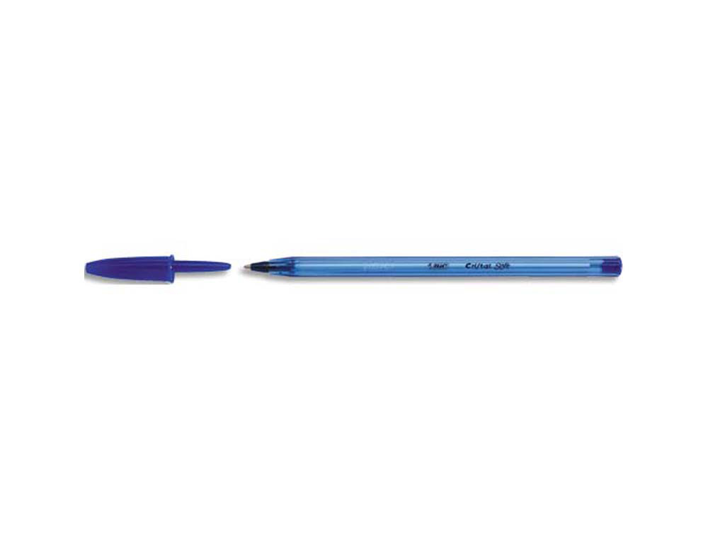Stylo-bille bic cristal soft écriture large 0.8mm encre classique bille indéformable capuchon couleur encre bleu