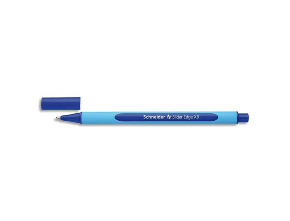 Stylo-bille schneider slider edge écriture large 1mm corps triangulaire caoutchouc viscoglide bleu