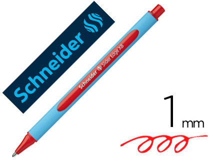 Stylo-bille schneider slider edge écriture large 1mm corps triangulaire caoutchouc viscoglide rouge