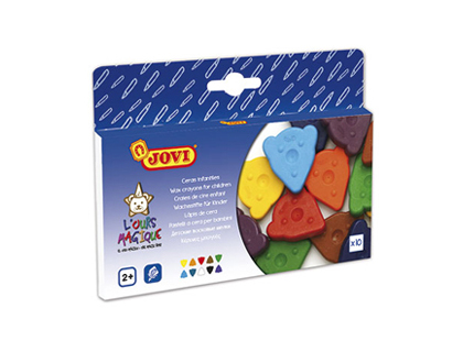 Crayon cire jovi l'ours magique triangulaire ergonomique forme tête ours pot 30 unités