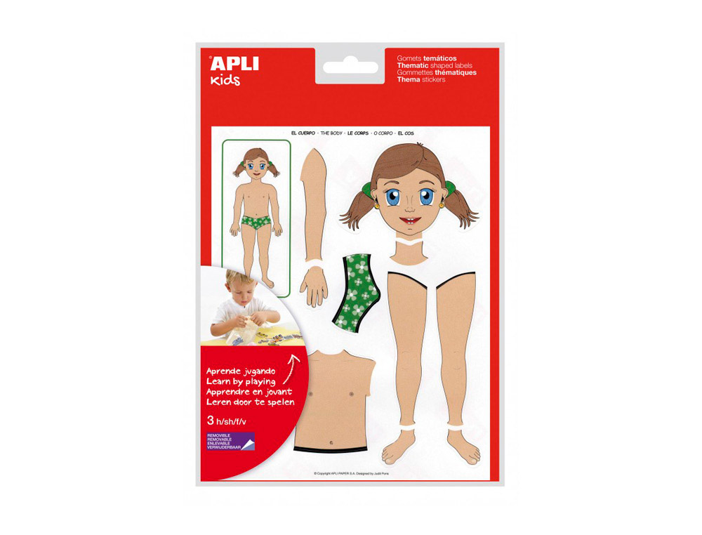 Gommette apli agipa repositionnable le corps fillegarcon des 3 ans pochette 12f 156 unites