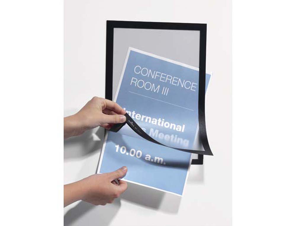 Cadre affichage durable duraframe pochette adhésive a3 magnétique surface adhésive repositionnable a3 noir sachet 2u