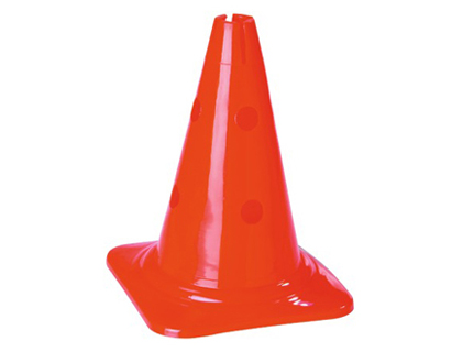 Cône multifonction percé permettant intercaler bâtons liaison supportant cerceau base supérieure coloris rouge