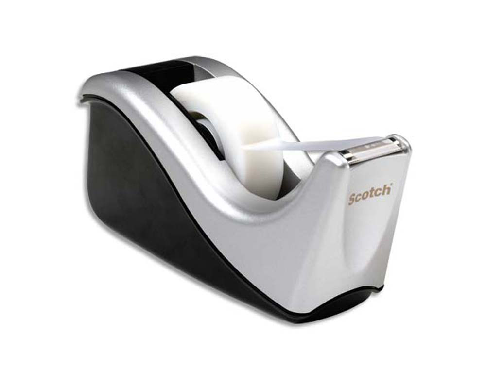 Dévidoir scotch office c60 système mandrin amovible recharge facilement ruban adhésif 19mmx33m noir/argent