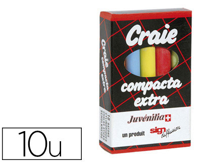 Craie juvenilia compacta l80mmx10mm sans crissement anti-poussière coloris assortis boîte 10 unités