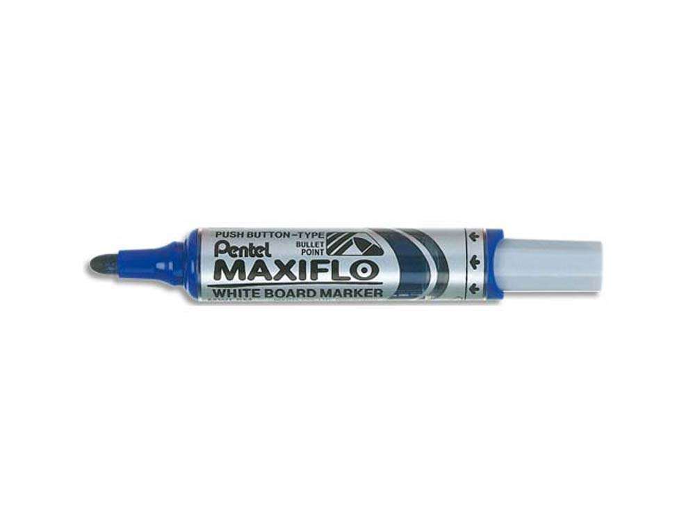Marqueur pentel maxiflo effaçable tableau blanc pointe conique tracé 2.1mm écriture 1000m corps plastique recyclé bleu