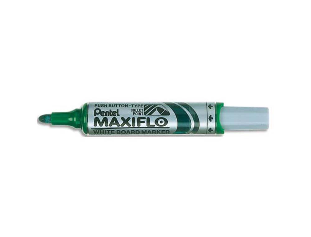 Marqueur pentel maxiflo effaçable tableau blanc pointe conique tracé 2.1mm écriture 1000m corps plastique recyclé vert