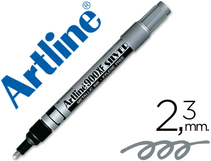 Marqueur artline permanent pointe moyenne conique 2.3mm tous supports corps métal encre pigmentée résiste eau argent