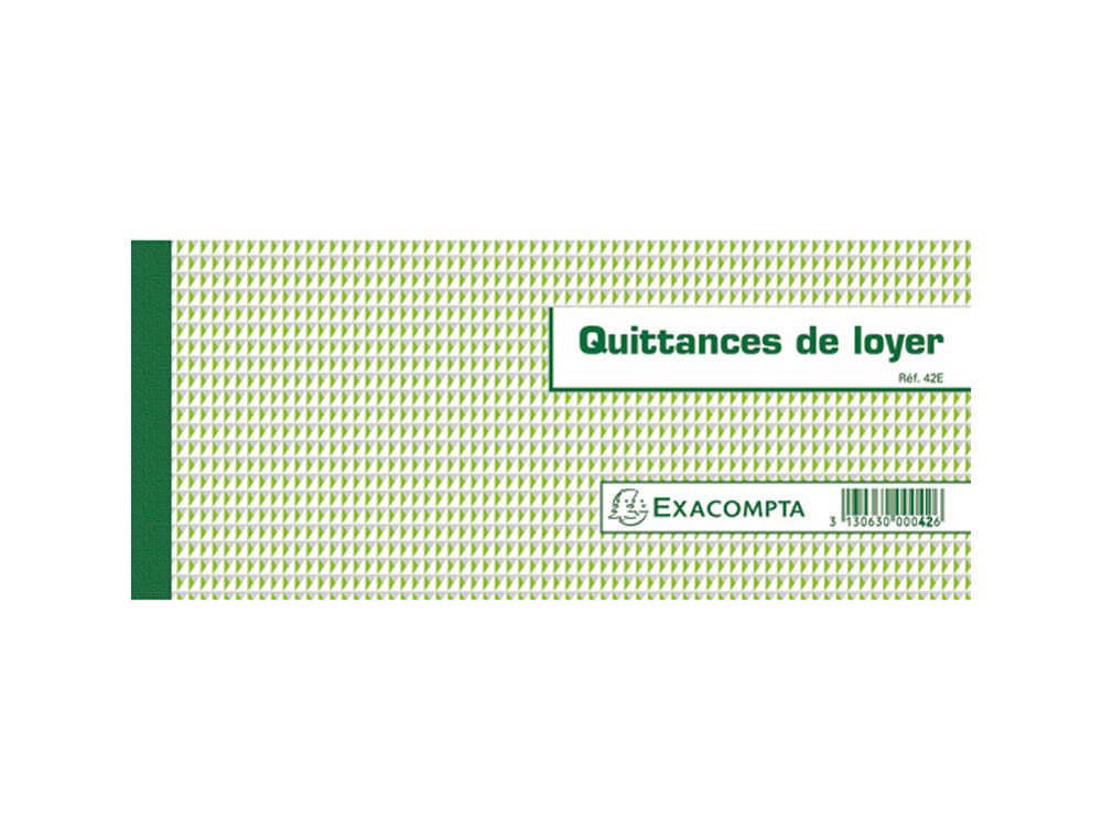 Carnet à souche exacompta quittances loyer 16,5x10,5cm 50 feuillets 95g papier chèque amagnétique