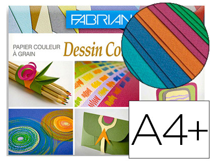 Papier dessin fabriano couleur 160g a4+ coloris vifs pochette 12f