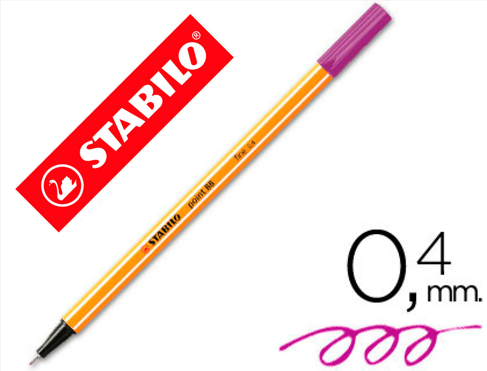 Stylo-feutre stabilo point 88 écriture fine 0.4mm 1000m pointe gainée métal corps hexagonal coloris violet