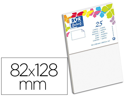 Carte oxford vélin 82x128mm 240g coloris blanc étui 25 unités