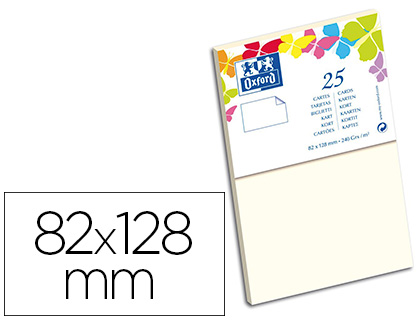 Carte oxford vélin 82x128mm 240g coloris vanille étui 25 unités