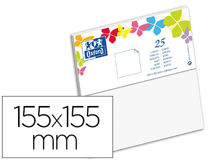 Carte oxford vélin 155x155mm 240g coloris blanc étui 25 unités