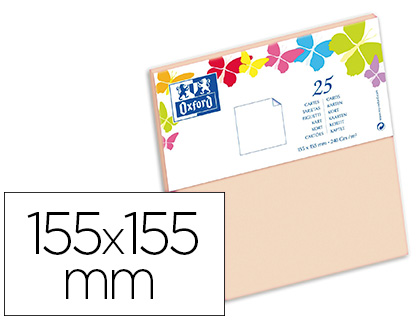 Carte oxford vélin 155x155mm 240g coloris vanille étui 25 unités