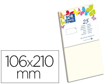 Carte oxford vélin 106x210mm 240g coloris vanille étui 25 unités