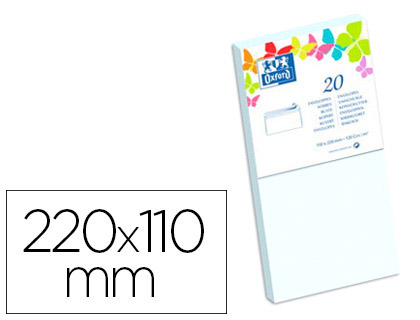 Enveloppe oxford vélin 110x220mm 120g coloris blanc étui 20 unités