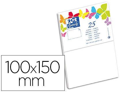 Carte oxford vélin 100x150mm 240g coloris blanc étui 25 unités