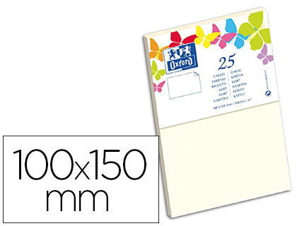 Carte oxford vélin 100x150mm 240g coloris vanille étui 25 unités