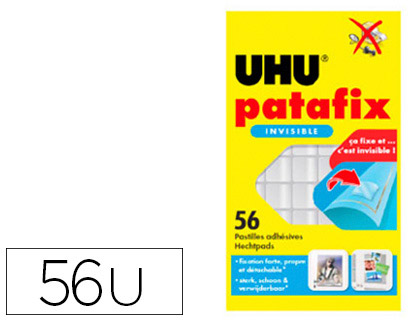 Pastille adhésive uhu invisible double face ultra-fine fixation permanente étui 56 unités