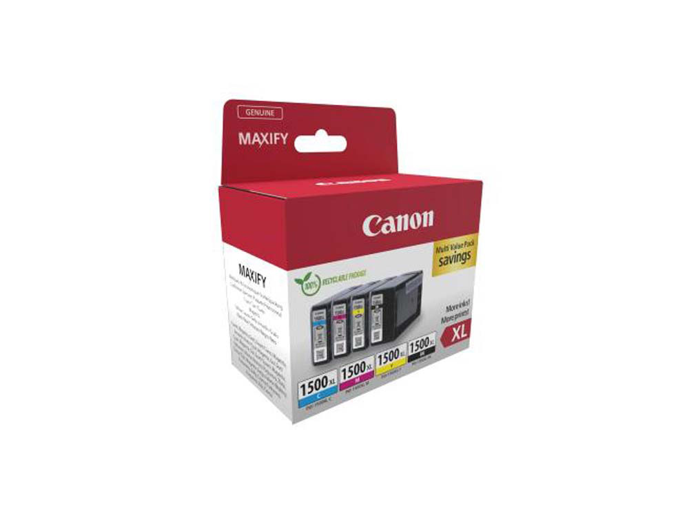 Cartouche d'encre original canon pgi-1500xl 1200 p noir / 1020 p cyan / 780 p magenta / 935 p jaune pack 4 couleur