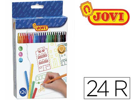 Feutre coloriage jovi lavable capuchon sécurité ventilé pointe solide 3mm 2 formats fine/maxi pochette 24 unités