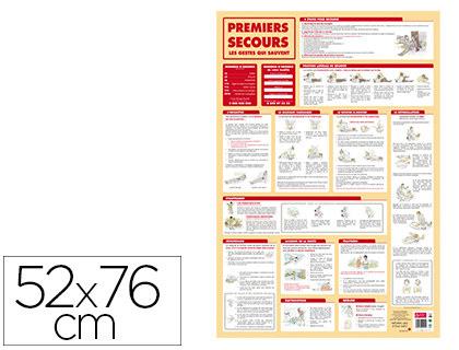 Poster bouchut grandrémy premiers secours 52x76cm 150g pelliculé effaçable à sec
