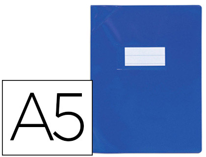 Protège-cahier elba strong line pvc cristal 15/100e sans phtalates coins renforcés a5+ 170x220mm coloris bleu opaque