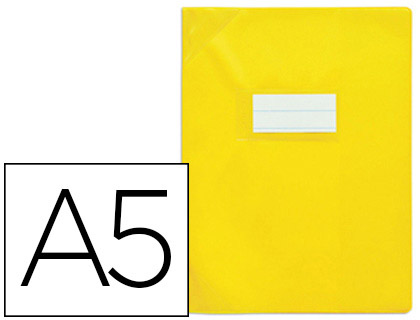 Protège-cahier elba strong line pvc cristal 15/100e sans phtalates coins renforcés a5+ 170x220mm coloris jaune opaque