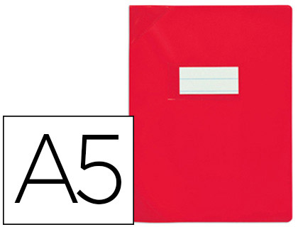 Protège-cahier elba strong line pvc cristal 15/100e sans phtalates coins renforcés a5+ 170x220mm coloris rouge opaque