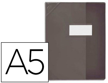 Protège-cahier elba strong line pvc cristal 15/100e sans phtalates coins renforcés a5+ 170x220mm coloris noir opaque
