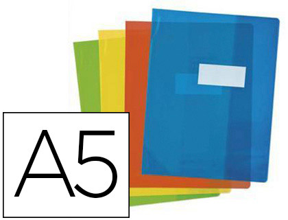 Protège-cahier elba strong line pvc cristal 15/100e rabats porte-étiquette et étiquette 170x220mm coloris assortis