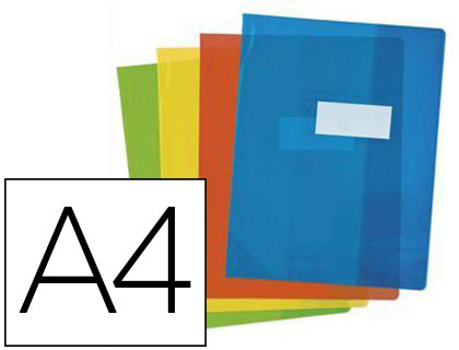 Protège-cahier elba strong line pvc cristal 15/100e porte-étiquette et étiquette a4 210x297mm coloris assortis