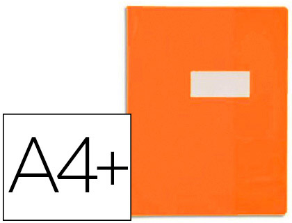 Protège-cahier elba strong line pvc cristal 15/100e rabats porte-étiquette et étiquette 240x320mm orange opaque