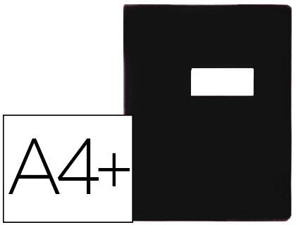 Protège-cahier elba strong line pvc cristal 15/100e rabats porte-étiquette et étiquette 240x320mm coloris noir