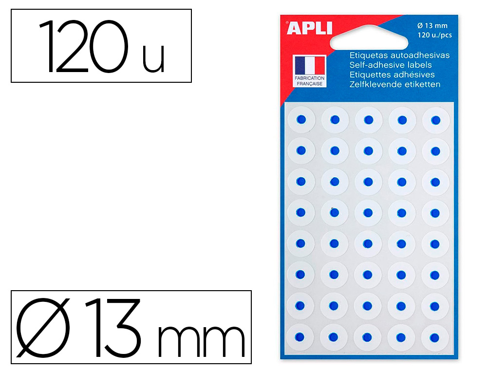 Oeillet adhésif apli agipa format 13mm renforcement documents perforés pochette 120 unités