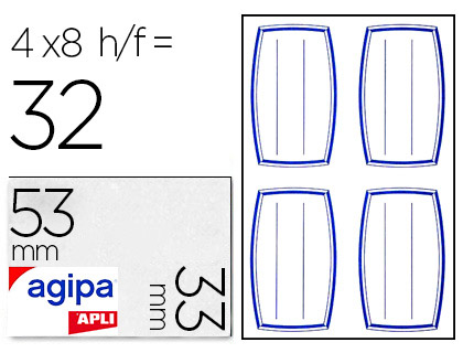 Étiquette adhésive apli agipa écolier 33x53mm pochette 32 unités