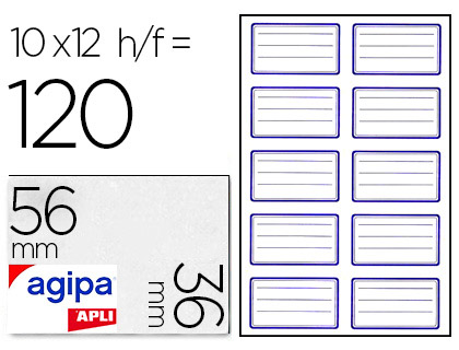 Étiquette adhésive apli agipa écolier 36x56mm pochette 120 unités