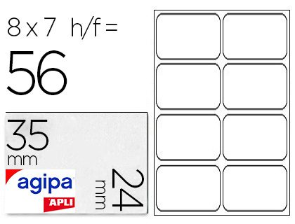Étiquette adhésive apli agipa bureau 24x35mm pochette 56 unités