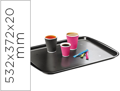 Plateau rectangulaire cep polycarbonate 53.2x37.2x2cm grande dimension design sobre résistant empilable coloris noir
