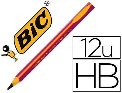 Crayon graphite bic d'apprentissage corps triangulaire mine ultra-solide hb 4mm coloris rose