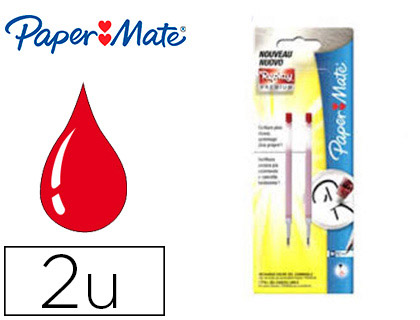 Recharge paper mate stylo-roller replay premium encre effaçable couleur rouge set 2 unités