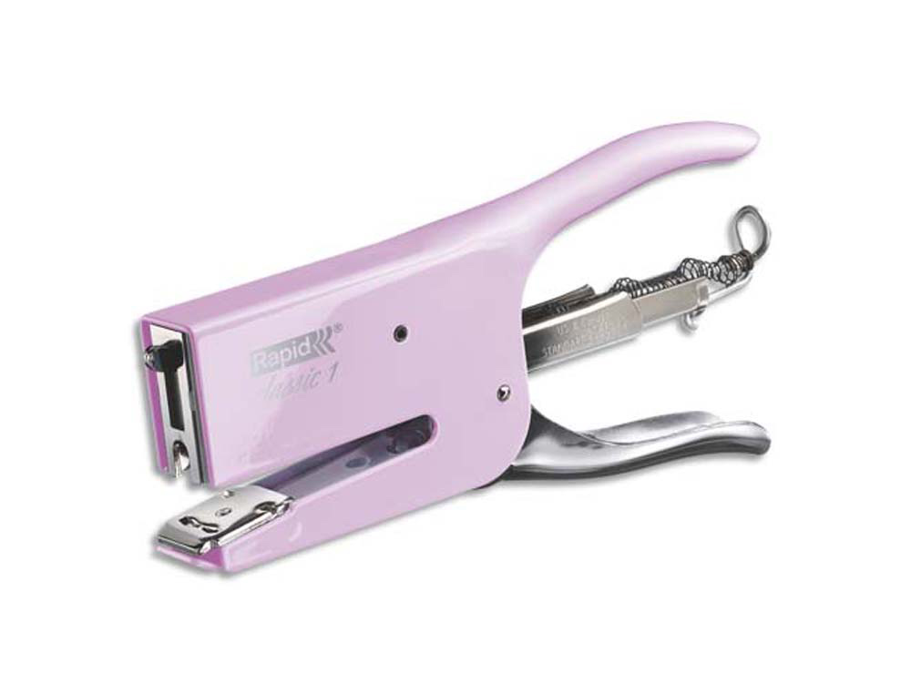 Pince à agrafer rapid k1 retro classic 85x25x182mm 50f agrafes 26/6 strong et 26/8+ superstrong coloris rose