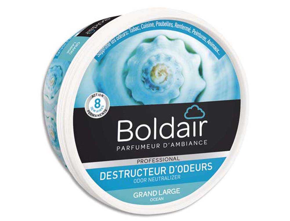 Gel boldair destructeur odeur gel solide évaporation régulière surface 30m2 non toxique biodégradable marine