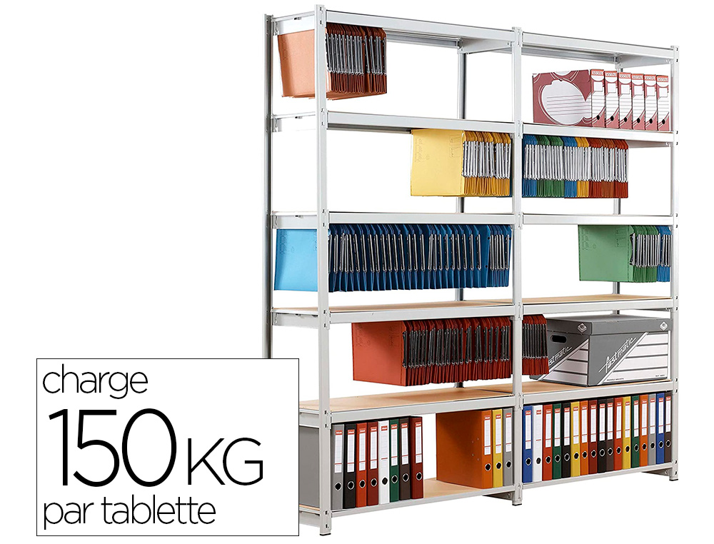 Étagère paperflow rang'éco structure dossiers suspendus 6 tablettes éléments suivants 100cm supporte 150kg/tablette
