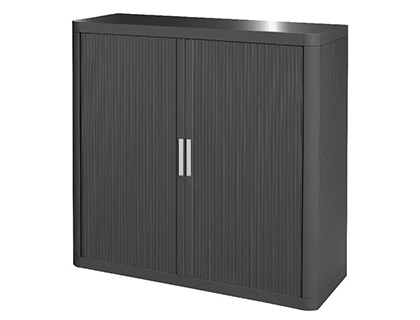 Armoire paperflow easyoffice 2 tablettes charge 75kg structure anthra rideaux 104x110x41,5cm coloris anthracite