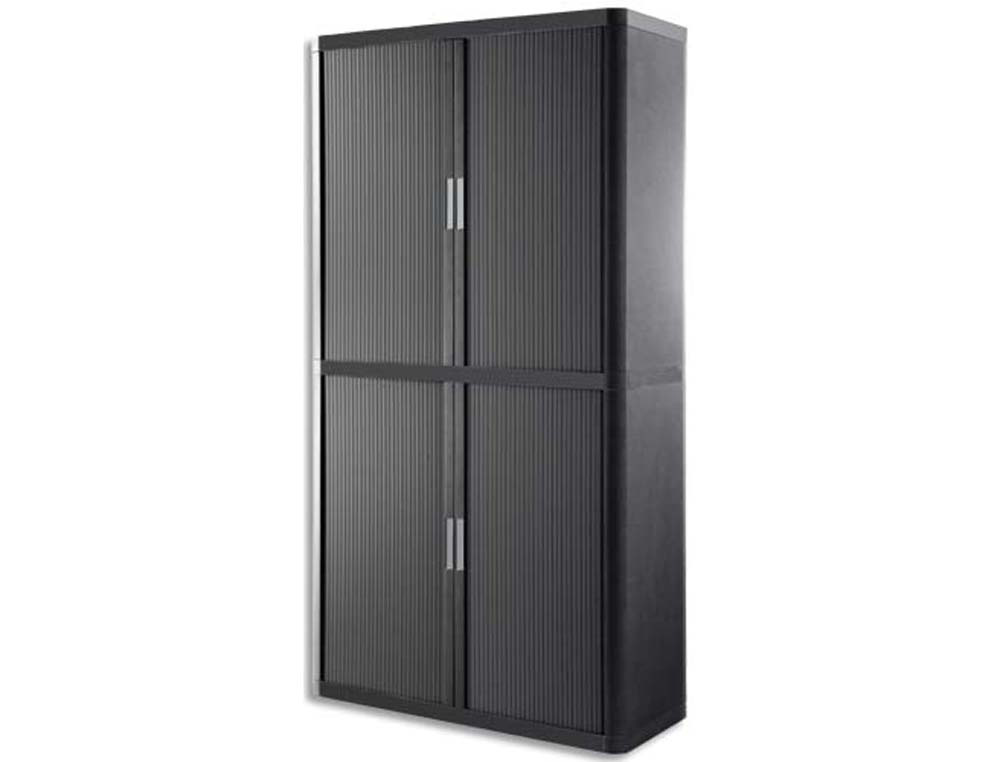 Armoire paperflow easyoffice 4 tablettes charge 75kg structure anthra rideaux 204x110x41,5cm coloris anthracite
